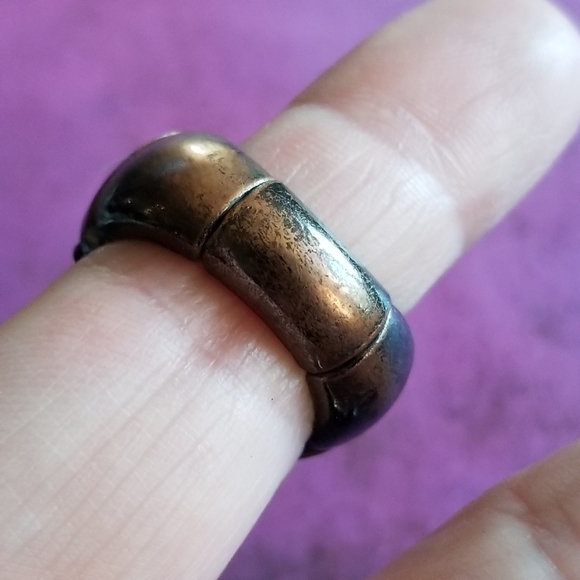 Black rhinestones stretch ring dark copper bronze color - Picture 3 of 8